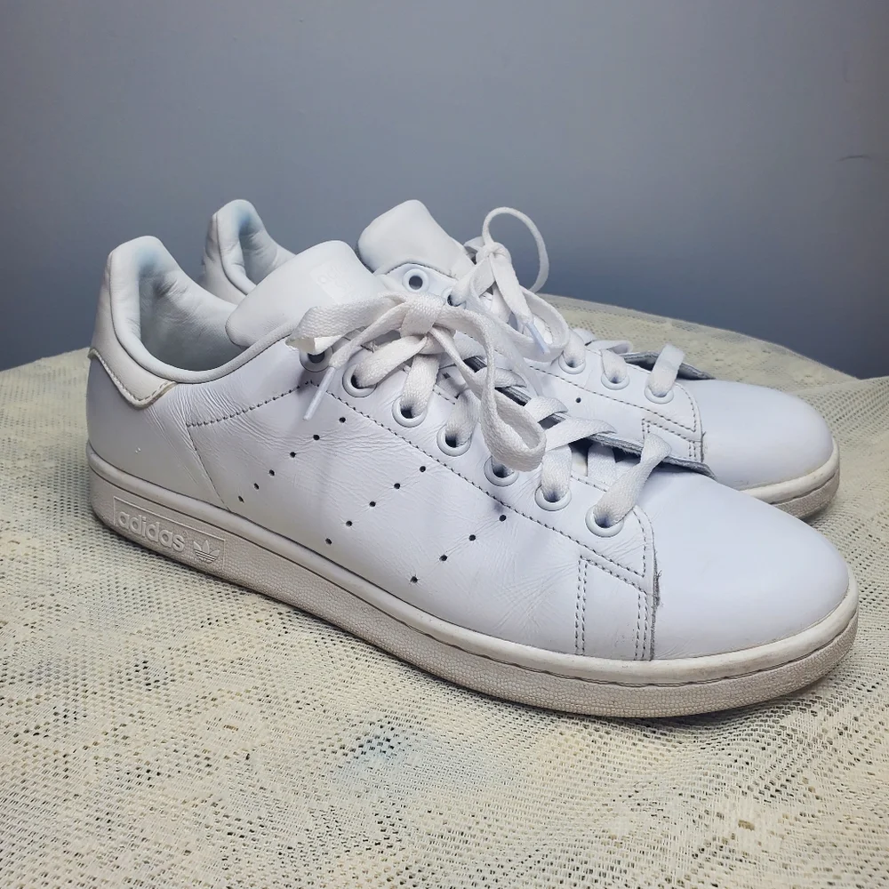 Adidas Stan‎ Smith all white leather sneakers men's size 7.5